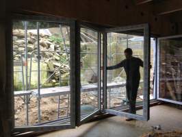 Porte fenêtre en accordéon - Structuré Bois